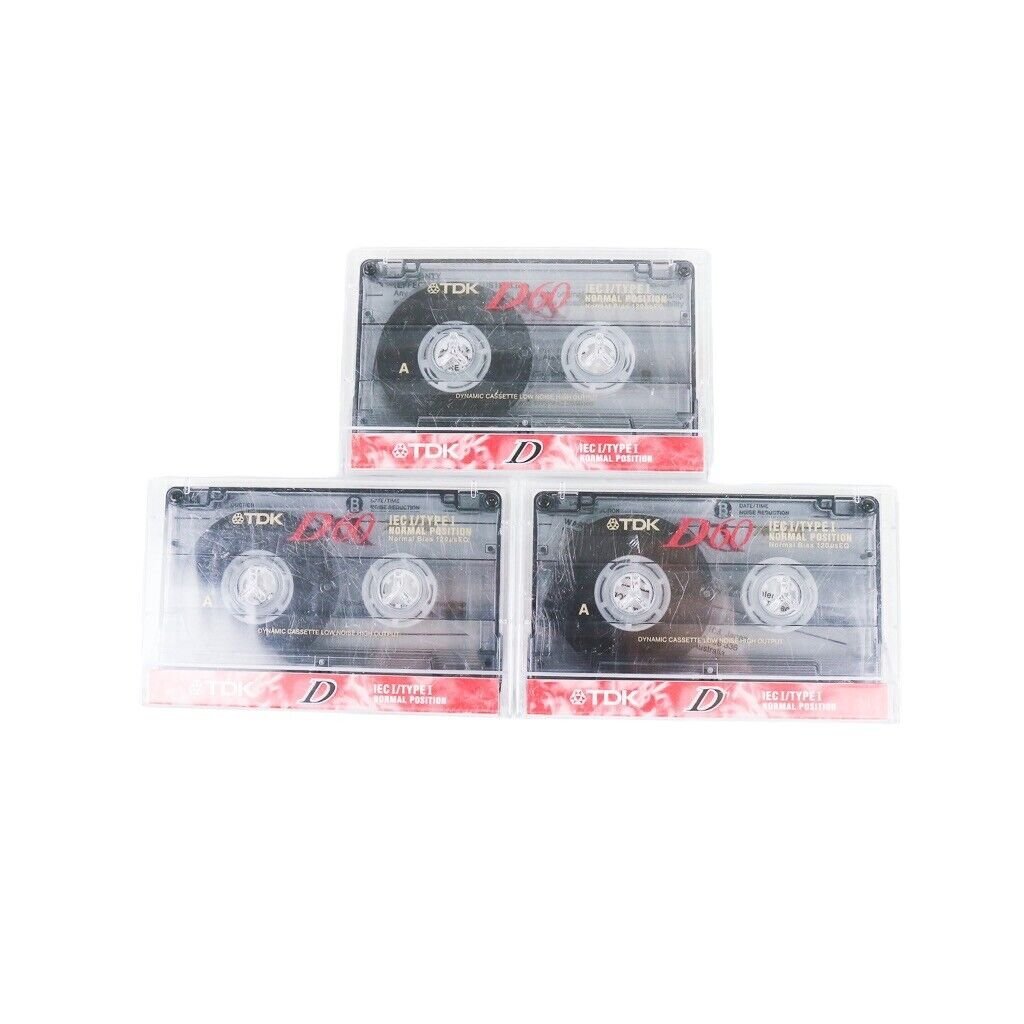 3x TDK B 60 Brilliant Cassette Normal Position Type 1 - USED + Tracking