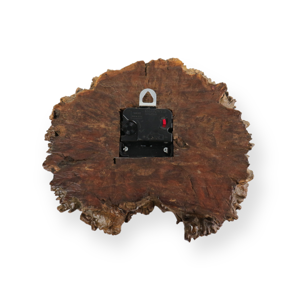 Handmade Burl Wood Wall Clock Roman Numerals Takane Quartz Used - photo 4