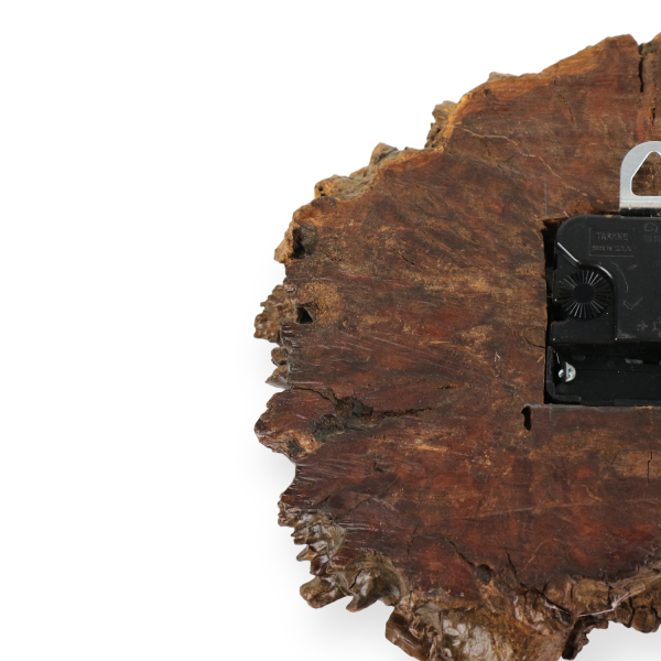 Handmade Burl Wood Wall Clock Roman Numerals Takane Quartz Used - photo 5