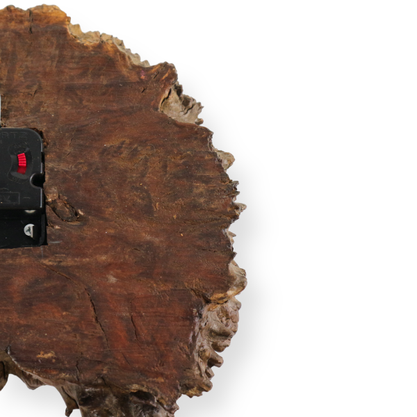 Handmade Burl Wood Wall Clock Roman Numerals Takane Quartz Used - photo 6