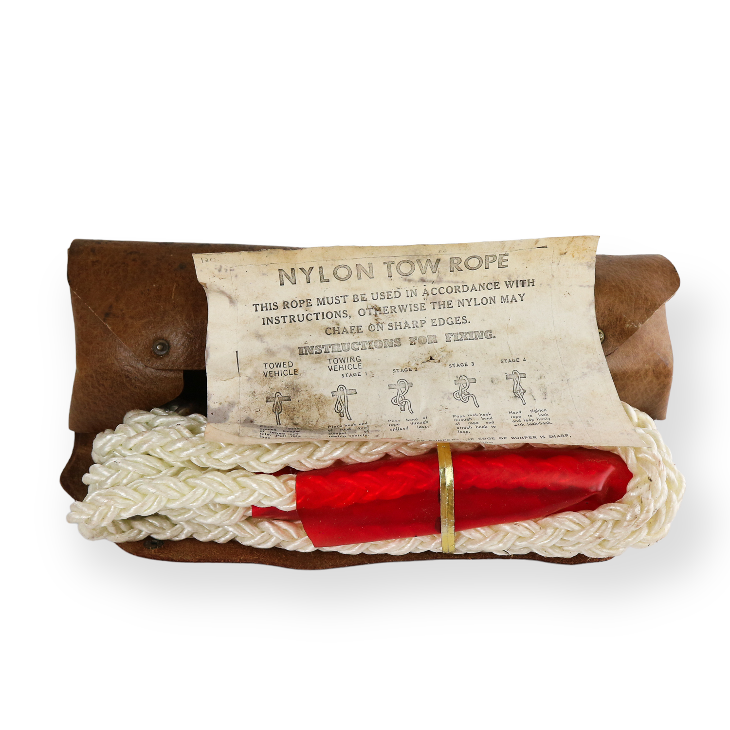 Antique (?) Tow Rope (unused) By Lancer Leather Craftsmen with Leather Pouch - Image 5