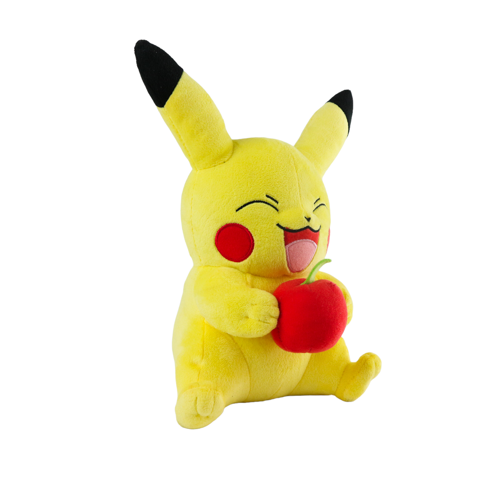Pokemon PIKACHU Stuffed Plush Doll with Apple Laughing TOMY 2015 - 25cm - 10inch
