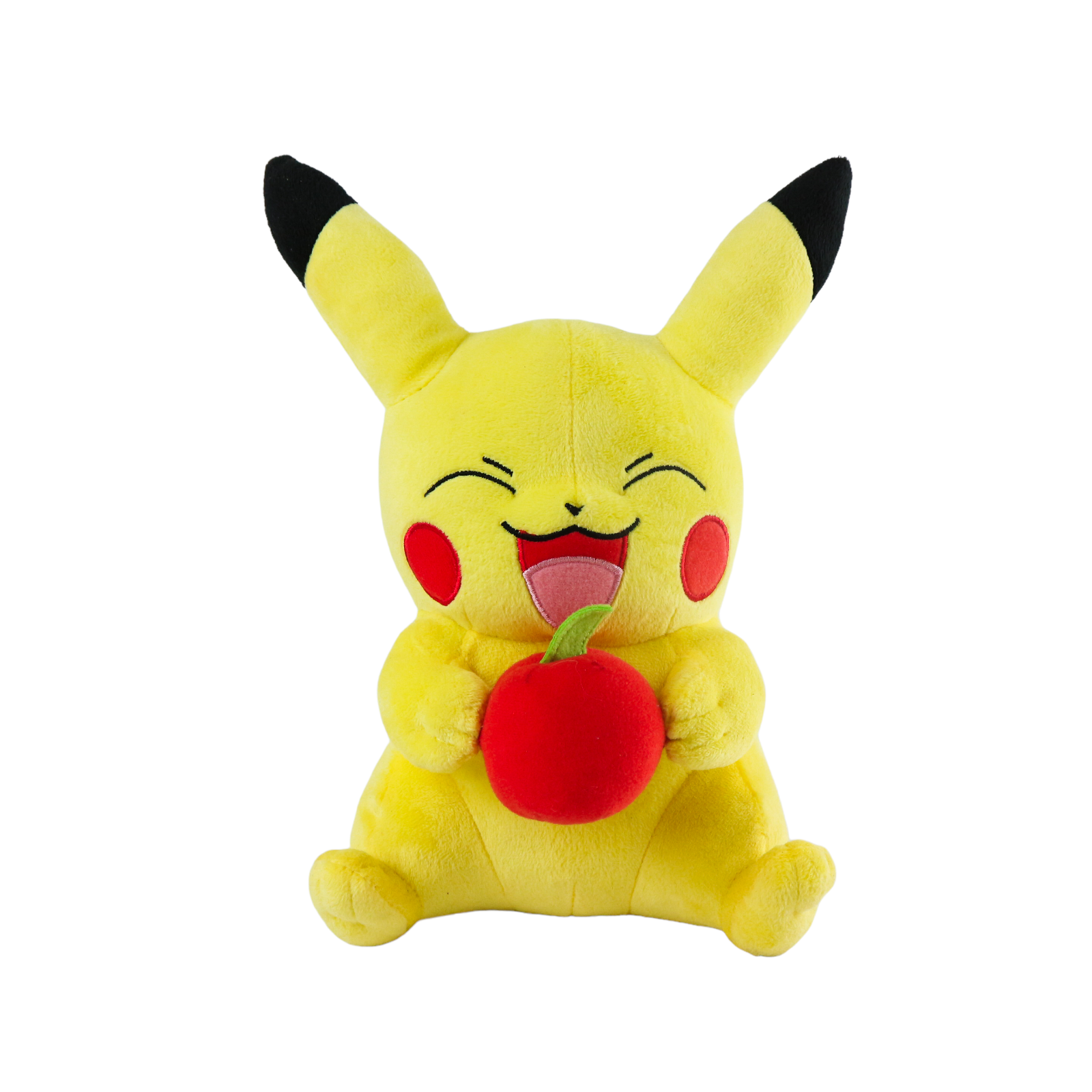 Pokemon PIKACHU Stuffed Plush Doll with Apple Laughing TOMY 2015 - 25cm - 10inch - Image 2