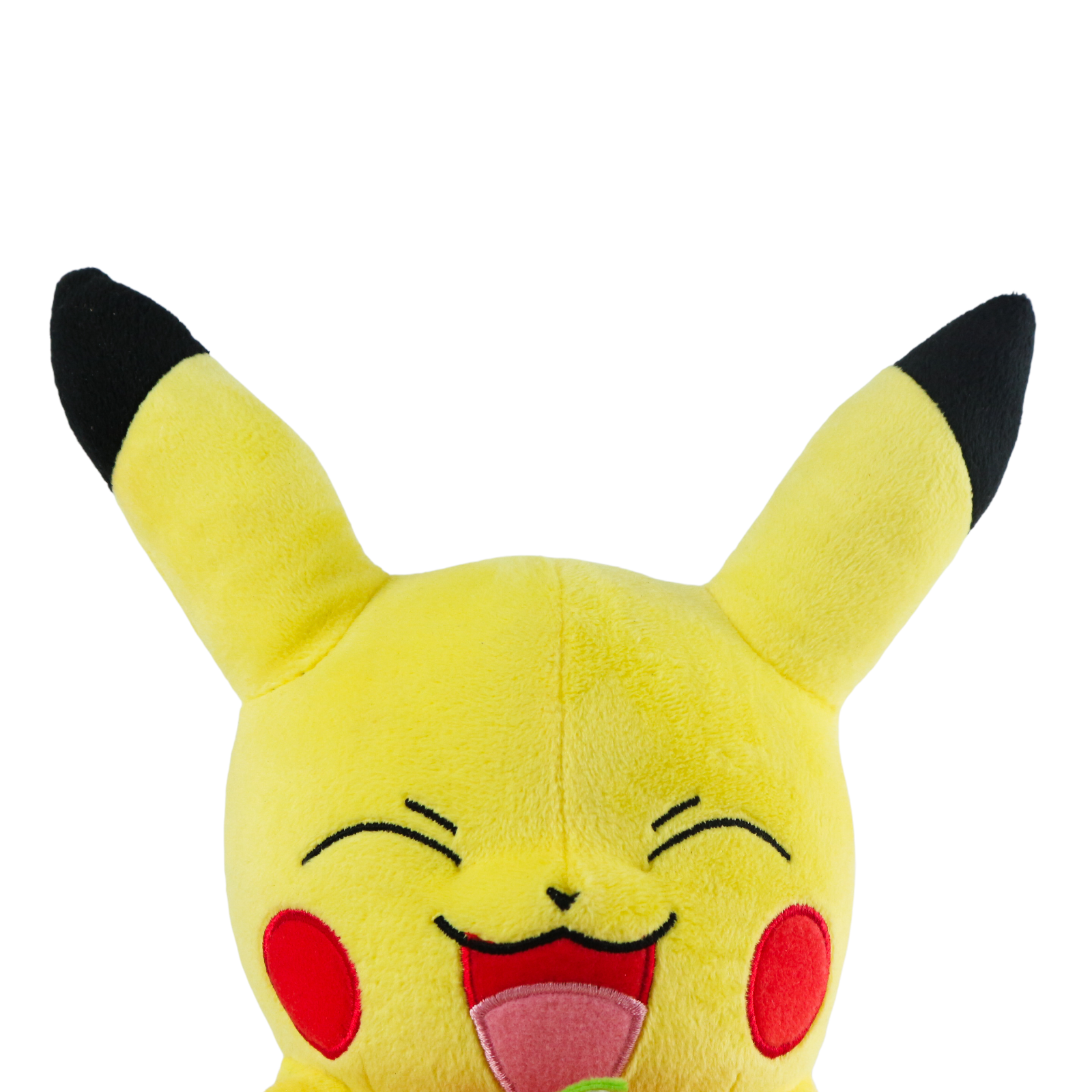 Pokemon PIKACHU Stuffed Plush Doll with Apple Laughing TOMY 2015 - 25cm - 10inch - Image 3